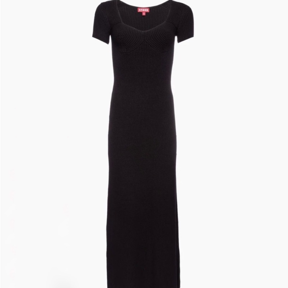 STAUD Black Knit Camden Maxi/Midi Dress - Picture 4 of 11